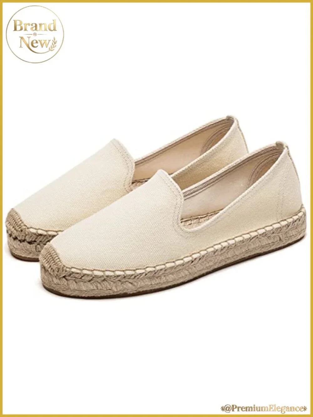 Women's Canvas Espadrille Platform Loafers Cap-Toe Slip-On Flats